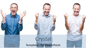  Presentation with collage - Colorful slides enhanced with collage-of-handsome-senior-hoary backdrop and a light blue colored foreground