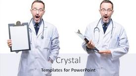  Presentation with handsome - PPT layouts having collage of handsome senior hoary doctor man holding clipboard over isolated background scared in shock with a surprise face afraid and excited with fear expression background and a light blue colored foreground