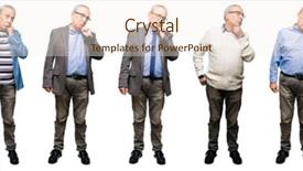  Presentation with collage - Presentation theme featuring collage of handsome senior man background and a  colored foreground