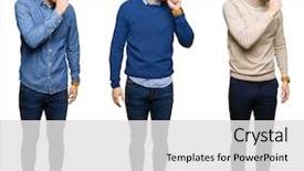  Presentation with metrics cloud collage business - Amazing slide set having collage of handsome young business backdrop and a light gray colored foreground