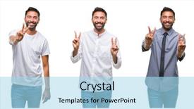  Presentation with indian head massage - Slide deck with collage of handsome young indian background and a  colored foreground