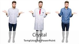  Presentation with professional - Colorful presentation design enhanced with collage of handsome young professional backdrop and a  colored foreground