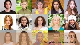  Presentation with people collage - PPT layouts with collage-of-happy-beautiful-people background and a coral colored foreground