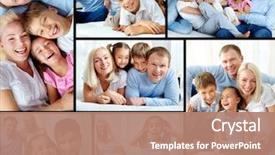  Presentation with collage - Slide deck enhanced with collage of happy family resting background and a coral colored foreground