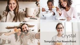  Presentation with people collage - Amazing theme having collage-of-happy-multinational-people backdrop and a soft green colored foreground