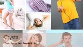  Presentation with people collage - Theme with collage-of-happy-people background and a  colored foreground