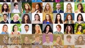  Presentation with people collage - Slide set having collage-of-happy-young-people background and a coral colored foreground