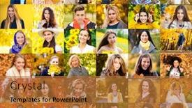  Presentation with people collage - Audience pleasing presentation design consisting of collage-of-happy-young-people backdrop and a red colored foreground