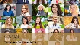  Presentation with people collage - Slide set consisting of collage-of-happy-young-people background and a gold colored foreground