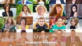  Presentation with old people - Colorful slide set enhanced with collage-of-happy-young-people backdrop and a coral colored foreground