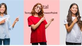  Presentation with vintage women - PPT layouts having collage of hispanic african american background and a coral colored foreground