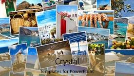  Presentation with cyclades - Presentation featuring collage of images from famous location in the cyclades greece background and a coral colored foreground