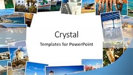  Presentation with cyclades - Presentation theme consisting of collage of images from famous location in the cyclades greece with white copy space background and a white colored foreground