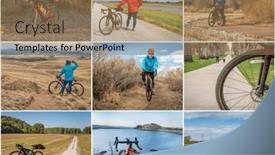  Presentation with biking - PPT layouts having collage-of-images-from-gravel background and a coral colored foreground