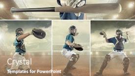  Presentation with baseball - Cool new presentation theme with collage-of-images-with-baseball backdrop and a coral colored foreground