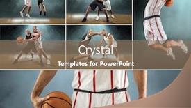 Presentation with basketball collage - PPT layouts having collage-of-images-with-caucassian background and a coral colored foreground