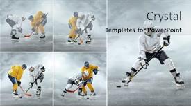  Presentation with ice hockey - Colorful slide deck enhanced with collage-of-images-with-caucassian backdrop and a light blue colored foreground