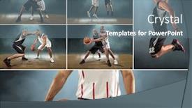  Presentation with basketball collage - PPT layouts enhanced with collage-of-images-with-caucassian background and a ocean colored foreground
