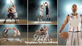  Presentation with basketball collage - Slide deck consisting of collage-of-images-with-caucassian background and a violet colored foreground