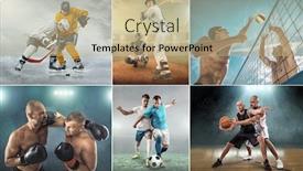  Presentation with basketball collage - PPT layouts having collage-of-images-with-sport background and a coral colored foreground