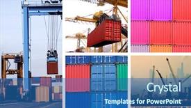  Presentation with port industry - Slide deck enhanced with collage of industrial cranes background and a ocean colored foreground