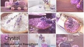 Presentation with spa concept - Colorful presentation enhanced with collage of lavender spa compositions backdrop and a coral colored foreground