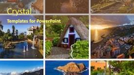  Presentation with travel - Slide set having collage-of-madeira-island background and a tawny brown colored foreground