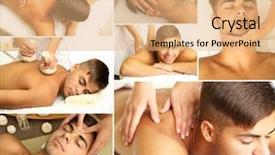  Presentation with spa - PPT theme enhanced with collage of male massage background and a coral colored foreground