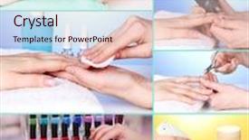  Presentation with manicure - Colorful presentation theme enhanced with collage of manicure process backdrop and a lemonade colored foreground