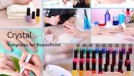  Presentation with manicure - Presentation design featuring collage of manicure process background and a lemonade colored foreground