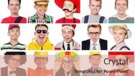  Presentation with faces - Slide deck with collage of many faces from same model background and a coral colored foreground