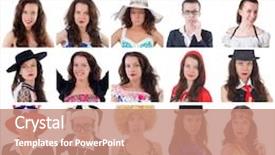  Presentation with faces - Presentation theme with collage of many faces from same model background and a coral colored foreground