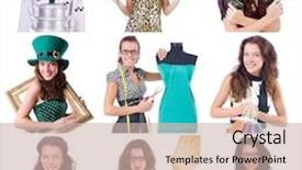  Presentation with faces - Slide set with collage of many faces from same model background and a soft green colored foreground