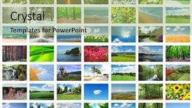  Presentation with photo collage - Cool new slides with collage of many nature photos backdrop and a mint green colored foreground
