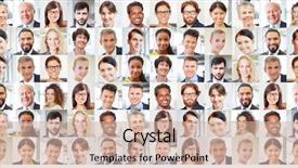  Presentation with people collage - Theme with collage of many portraits background and a soft green colored foreground