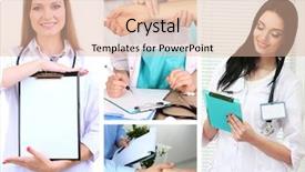  Presentation with collage medical - Theme enhanced with collage of medical staff in working environment background and a lemonade colored foreground