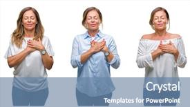  Presentation with face head in anatomy - PPT theme featuring collage of middle age hispanic background and a  colored foreground