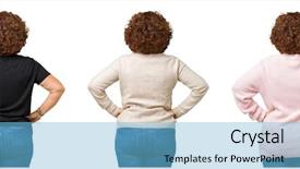  Presentation with body change in aging - Colorful slide set enhanced with collage of middle age senior backdrop and a light blue colored foreground