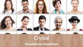  Presentation with people collage - PPT layouts consisting of collage of multiple portraits background and a coral colored foreground