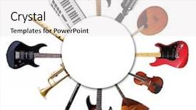  Presentation with triangle musical instrument - Amazing presentation theme having collage of musical instruments isolated backdrop and a white colored foreground