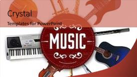  Presentation with musical instruments latin america - PPT theme featuring collage of musical instruments isolated background and a red colored foreground