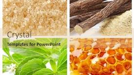  Presentation with natural - Audience pleasing PPT theme consisting of collage of natural sweeteners in closeup backdrop and a yellow colored foreground