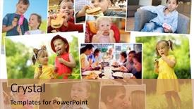  Presentation with food ice - Theme with collage of nineteen eating people background and a coral colored foreground