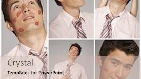  Presentation with collage - Slide deck enhanced with collage-of-office-hunk-getting background and a soft green colored foreground