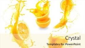  Presentation with orange juice - Theme enhanced with collage of orange juice splashes background and a blonde colored foreground