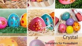  Presentation with easter - Amazing theme having collage of painted easter eggs backdrop and a coral colored foreground