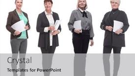  Presentation with people collage - Presentation theme featuring collage-of-people-holding-a4 background and a light gray colored foreground