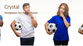  Presentation with football field or soccer field - Slide deck having collage of people holding football background and a lemonade colored foreground