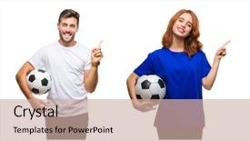  Presentation with multi sports soccer football basketball - Audience pleasing presentation theme consisting of collage of people holding football backdrop and a  colored foreground
