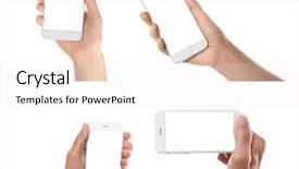  Presentation with people collage - PPT layouts featuring collage of people holding mobile background and a white colored foreground